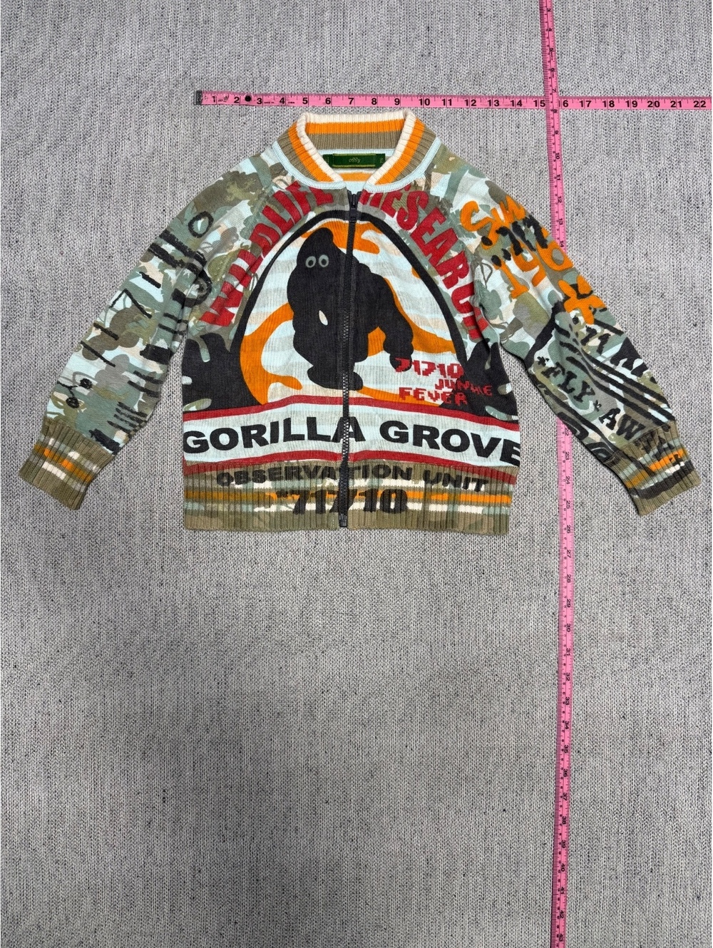 Oilily Kids' Gorilla Grove Zip-Up Knit Jacket Size 116 2T